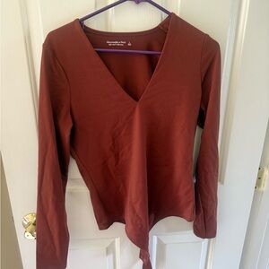 Abercrombie & Fitch Women's Rust V-Neck Top